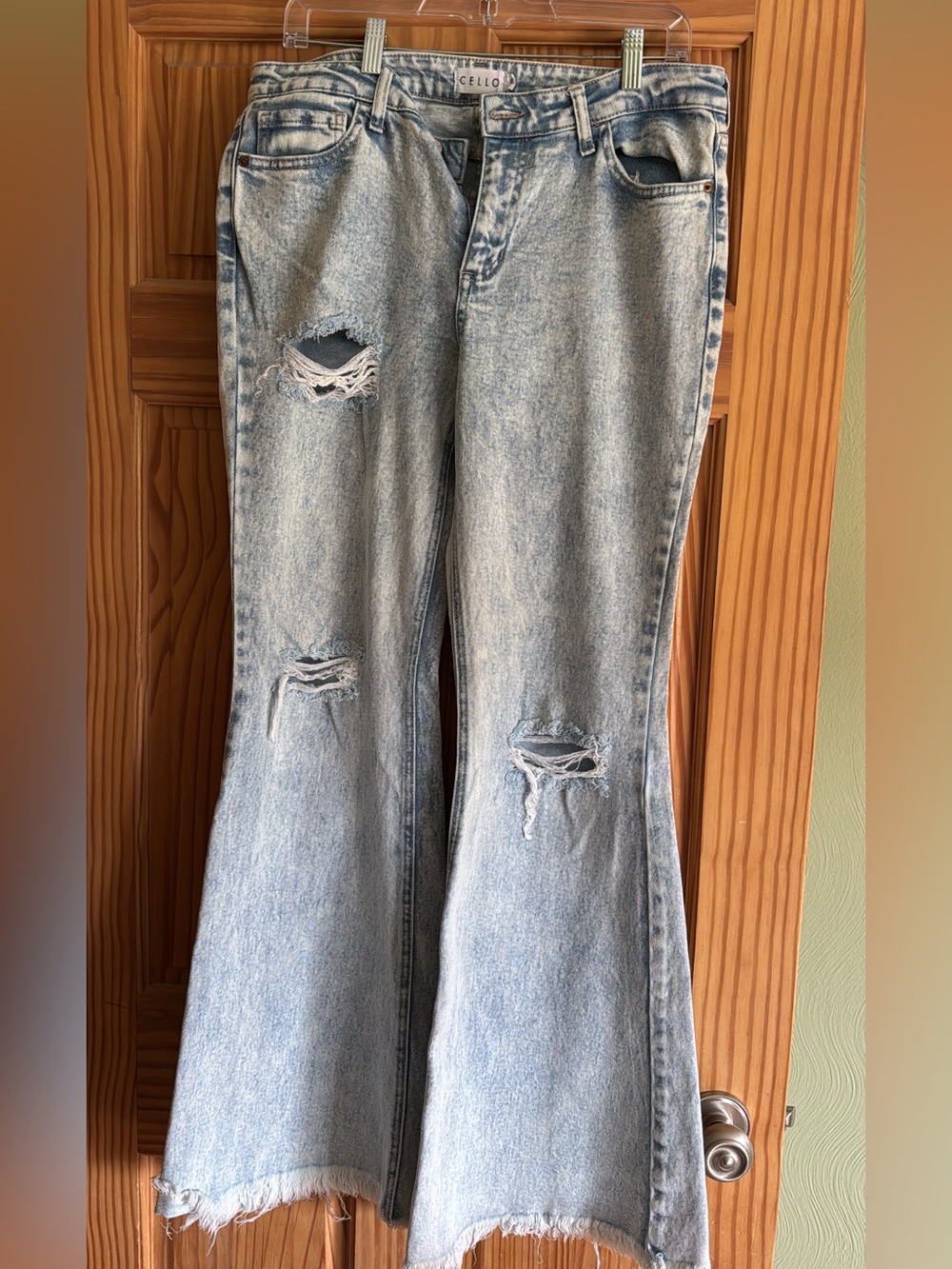 Cello Light Blue Distressed Flare Jeans